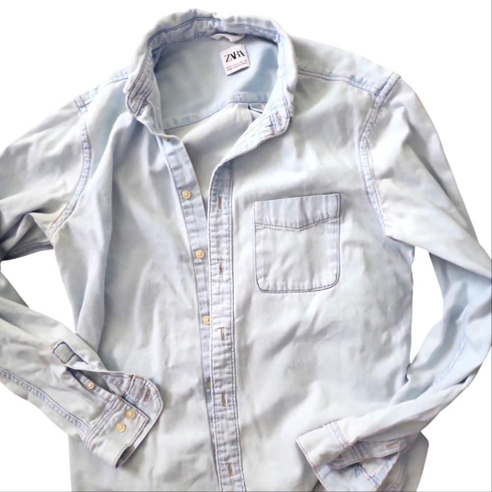 ZARA light blue color denim shirt. Men's  M.